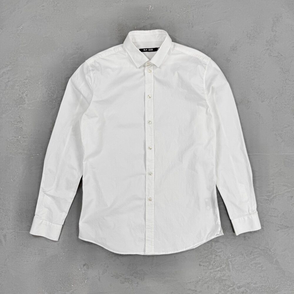 BLK DNM Shirt 87 White Cotton Blend Poplin Shirt Men's Medium
